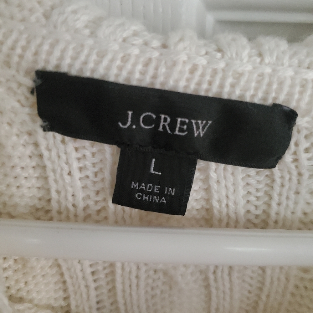 J Crew Cable Knit Womans Hooded Sweater, Size Large - Picture 5 of 6